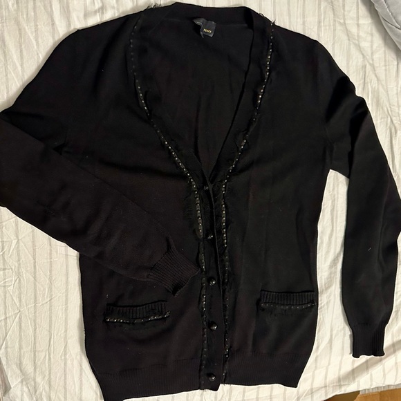 Fendi black wool cardigan with pockets and trim - IT40 / US6 - Picture 6 of 8